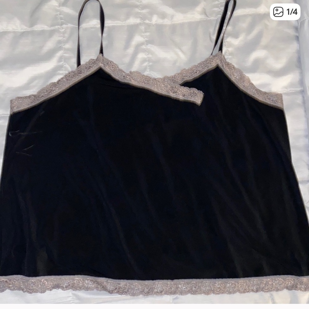 Black Lace-Trim Cami Tank Top
